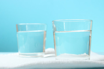 clear water in a glass. Purified water.