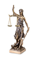 Statue of justice isolated on white background