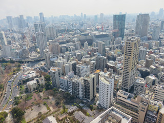 Fototapeta na wymiar view to to tokyo city from the skyscraper