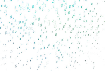 Light Blue, Green vector backdrop with music notes.