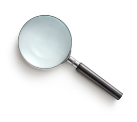 Magnifying glass isolated on white background - obrazy, fototapety, plakaty