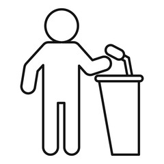 Seminar speaker event icon. Outline seminar speaker event vector icon for web design isolated on white background