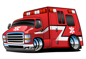 Red Paramedic Ambulance Rescue Truck Cartoon Isolated Vector Illustration © hobrath