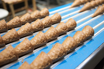 Factory for the production of waffle cups for ice cream