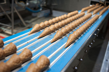 Factory for the production of waffle cups for ice cream