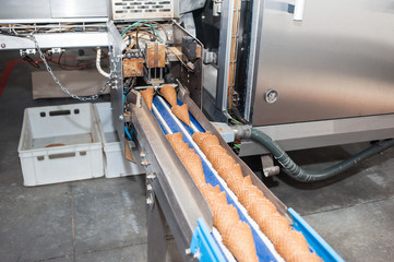 Factory for the production of waffle cups for ice cream