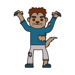 little boy with werewolf costume character