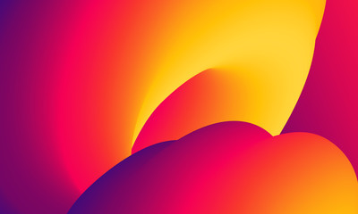 Modern colorful abstract soft 3D flow shapes. Liquid wave gradient background.	