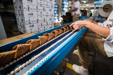 Factory for the production of waffle cups for ice cream