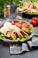 Pork rolls stuffed with mozzarella