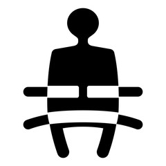 gz509 GrafikZeichnung - german - Beckengurt / Sicherheitsgurt Symbol: english - 4-point seat belt icon: simple template / square - xxl g8595