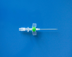 Peripheral venous catheters placed on the therapy trolley in the infirmary