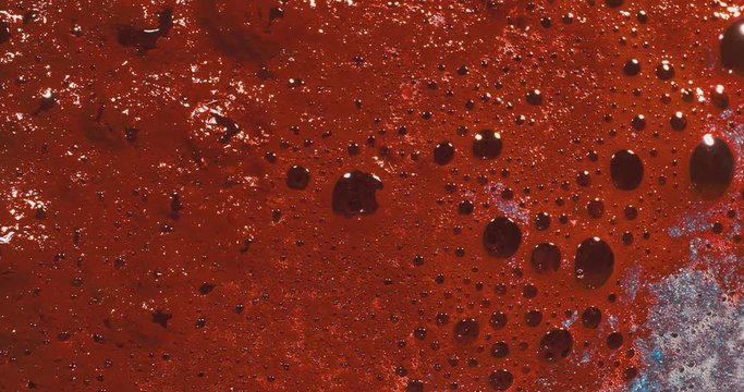 Liquid Color Substance with Bubbles. Abstract Macro 4k.