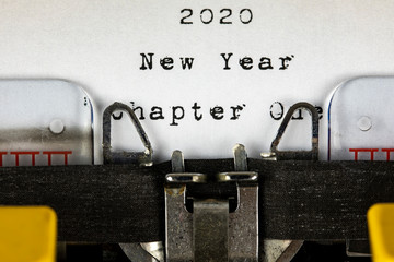 old typewriter with text 2020 new year chapter one