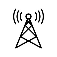 Antenna line icon. Radio tower. Broadcast sign.. Communication tower. Wireless signal transmitter. Wifi antenna. Signal transmitter tower icon for mobile and web concept.