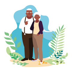 Grandmother and grandfather cartoon vector design icon