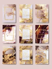 Foto auf Alu-Dibond the big set of liquid marble with gold. flyer, business card, flyer, brochure, poster, for printing. trend vector © chikovnaya