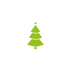 Christmas tree. Tree icon in flat design. Xmas cartoon background. merry spruce fir. Winter illustration isolated on white. Pine.