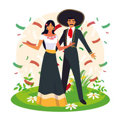 Isolated mexican couple vector design