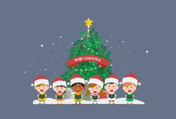 Merry christmas and happy new year singing a song.