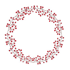 Obraz premium frame, wreath with red berries, christmas mood