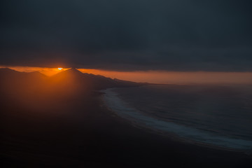 Fototapeta na wymiar Sundown over the hills of Jandia in the south of Fuerteventura