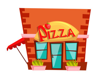 Pizzeria building flat vector illustration