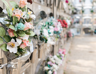 Flowers in a cemetery
