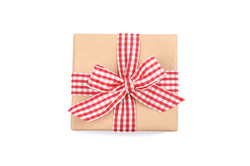 Beautiful gift box with bow isolated on white background