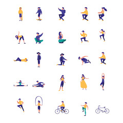 Fototapeta premium bundle of people doing recreational activities