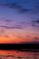 Beautyful sunset, colorful evening sky and clouds on the horizon