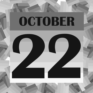 October 22 icon. For planning important day. Banner for holidays and special days. Illustration in black and white colors.