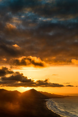 Obraz na płótnie Canvas Sundown over the hills of Jandia in the south of Fuerteventura