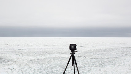 Large format film camera and arctic sea ice