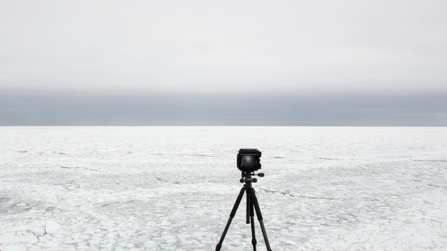 Large format film camera and arctic sea ice
