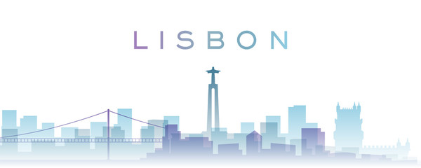 Fototapeta premium Lisbon Transparent Layers Gradient Landmarks Skyline