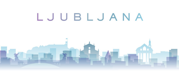Fototapeta premium Ljubljana przezroczyste warstwy Gradient punktów orientacyjnych Skyline