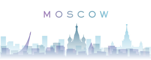 Moscow Transparent Layers Gradient Landmarks Skyline