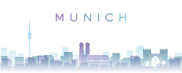 Naklejka premium Munich Transparent Layers Gradient Landmarks Skyline