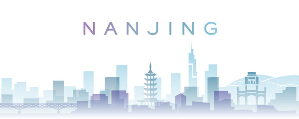 Nanjing Transparent Layers Gradient Landmarks Skyline