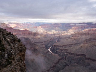 Looking down into the Grand Canyon in Winter