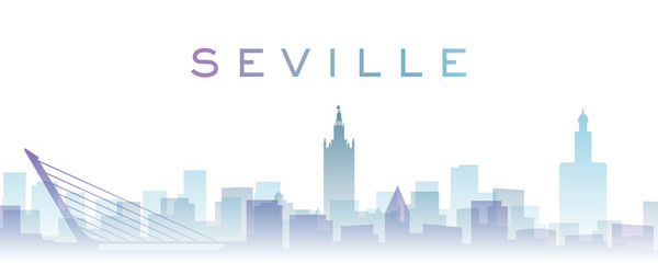 Naklejka premium Seville Transparent Layers Gradient Landmarks Skyline