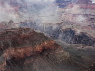 Looking down into the Grand Canyon in Winter