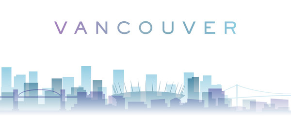 Obraz premium Vancouver Transparent Layers Gradient Landmarks Skyline