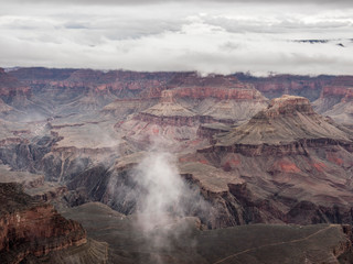 Looking down into the Grand Canyon in Winter