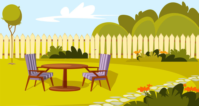 Patio area flat vector illustration