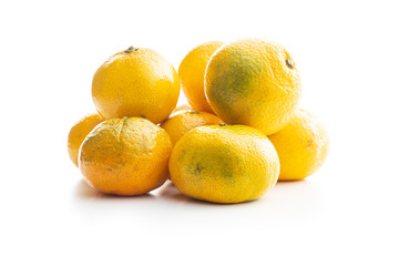 Fresh yellow tangerines.