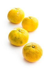 Fresh yellow tangerines.
