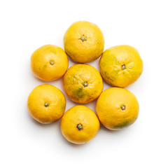 Fresh yellow tangerines.