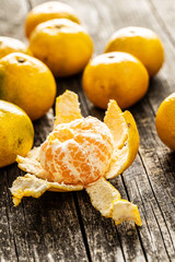 Fresh yellow tangerines.